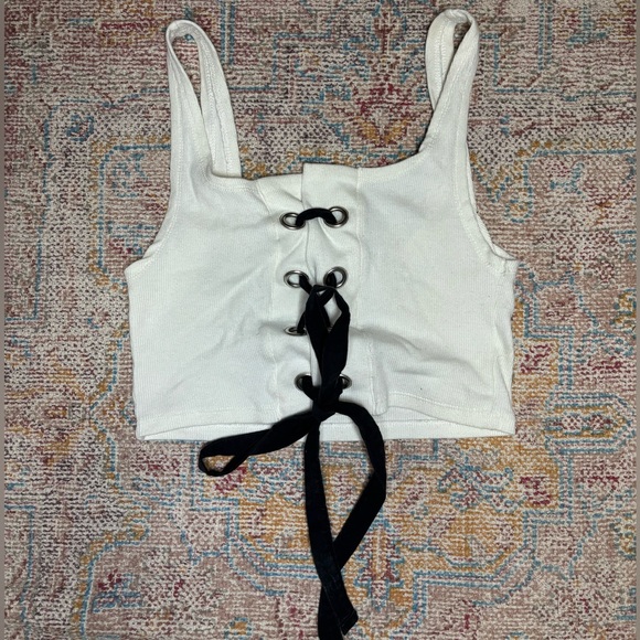 Off-white Lace-Up Crop Top - Picture 2 of 2